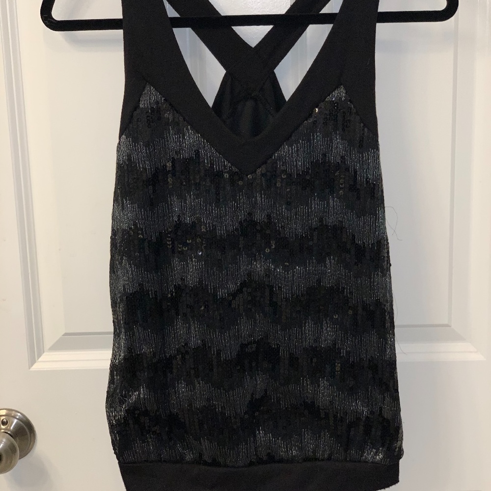Daytrip black sequin tank top womens size S